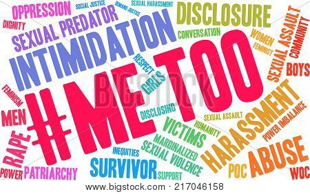 Me Too word cloud on a white background.