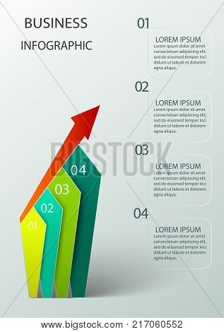 Business infographics with 4 pozition, steps, number options