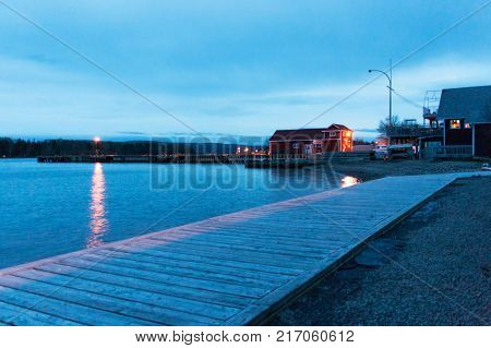 Baddeck harbor at night, Nova Scotia, Canada