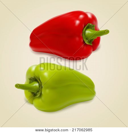 Set of sweet peppers on gray background