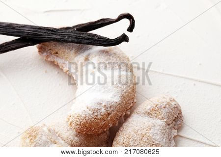 Vanille Kipferl cookies for christmas with sugar and vanille