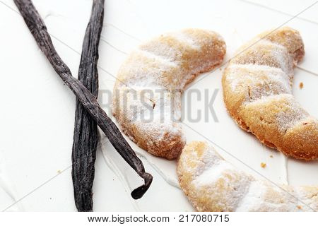 Vanille Kipferl cookies for christmas with sugar and vanille