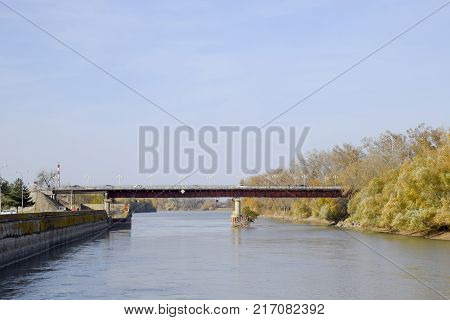 The Bridge Across The River Protoka In The City Of Slavyansk-on-