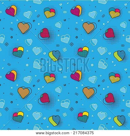 Vector seamless pattern, colorful pattern with 3d graphic elements. You can use this as a wallpaper in a childrens room. Eps 10