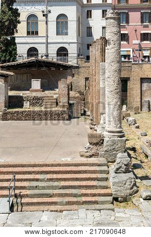 ROME, ITALY - JUNE 23, 2017: Amazing view of Largo di Torre Argentina in city of Rome, Italy