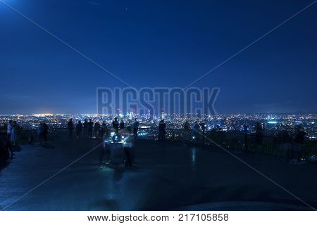 View Of Brisbane From Mount Coot-tha At Night.