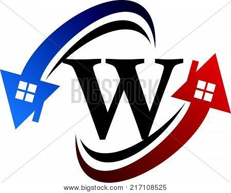 Real Estate Letter W Logo Design Template Vector