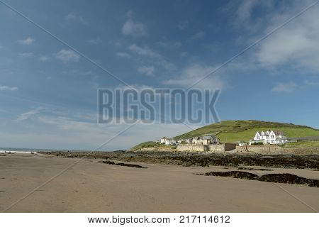 Low tide on beach at Croyde, North Devon