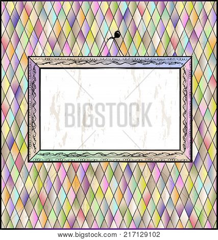many colored romb background and abstract stylized empty frame