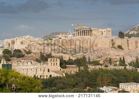 Athenian Acropolis view from philopappos hill, Greece