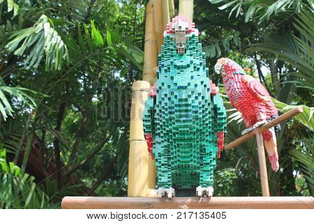 LEGO LAND MALAYSIA JANUARY 2017: Lego bricks made parrot at Lego Land Malaysia