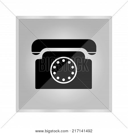 Vector image of an antique telephone icon with an analog dial