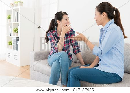 Girl Taking Humor Joke Story For Her Sister