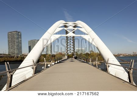 Toronto Canada - Oct 19 2017: The Humber Bay Arch Bridge in the city of Toronto Canada