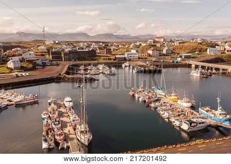 The town of Stykkisholmur Snaefellsnes peninsula the western part of Iceland