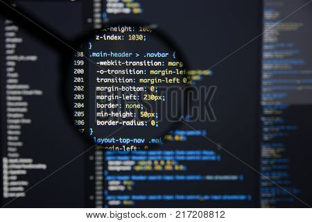 Real C / C++ Code Developing Screen. Programing Workflow Abstract Algorithm Concept. Lines Of C / C+
