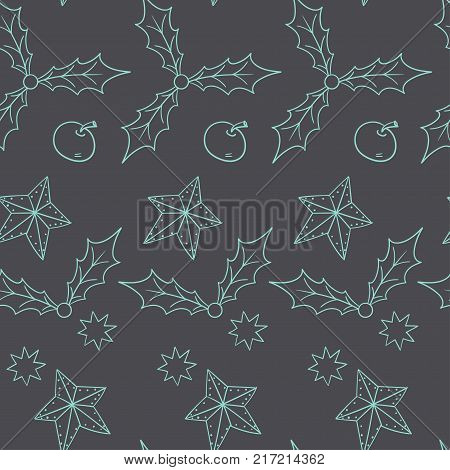 Seamless Pattern For Merry Christmas And New Year. Greeting Card.