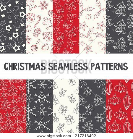 Seamless Pattern For Merry Christmas And New Year. Greeting Card.