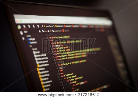 Real Python Code Developing Screen. Programing Workflow Abstract Algorithm Concept. Lines Of Python