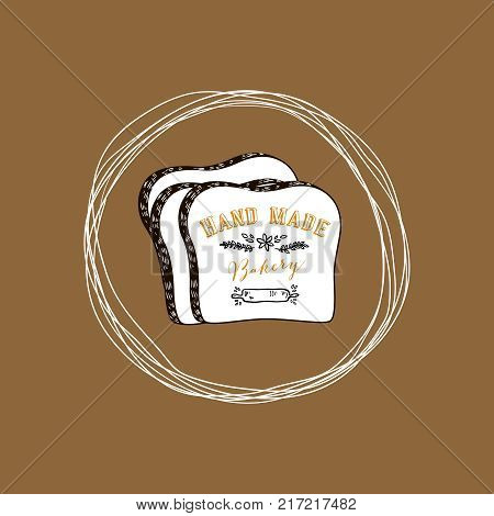Logo for bakery, pastry shop, confectionery. Labeled toast. Vector illustration colorful