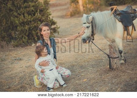 Romantic Scene Beautiful Lady Young Mother With Her Cute Baby Daughter Enjoy Time Together In City V