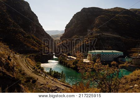 amazing nature, mountains and a green-blue river below