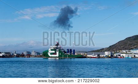 Plant on Melkoya where natural gas is converted into liquefied gas, Hammerfest, Norway