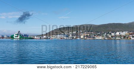 Plant on Melkoya where natural gas is converted into liquefied gas, Hammerfest, Norway