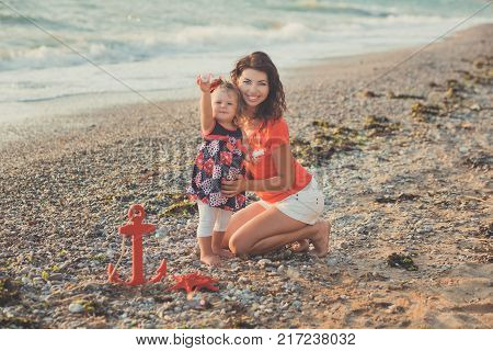 Hokum Tender Scene Of Beautiful Adorable Young Mother Enjoy Life Time Summer Vacation With Her Littl