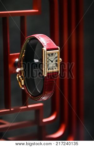 Milan, Italy - September 24, 2017:  Cartier Store In Milan. Fashion Week Cartier Shopping