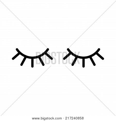 Vector Eyelashes. Closed Eyes. Vector Icon.
