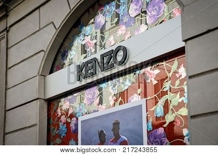 Milan, Italy - September 24, 2017:  Kenzo Store In Milan. Fashion Week Kenzo Shopping
