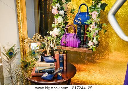 Milan, Italy - September 24, 2017:  La Perla Store In Milan. Fashion Week La Perla Shopping