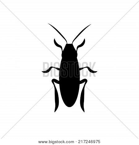 Funny cockroach beetle contour. Pest vector insect