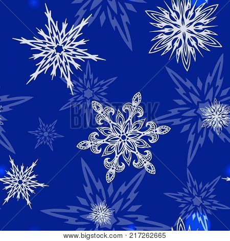 Snowflakes vector icons frozen frost star Christmas decoration snow winter flakes elemets Xmas holiday design. Winter snow traditional beautiful star ornament seamless patetrn