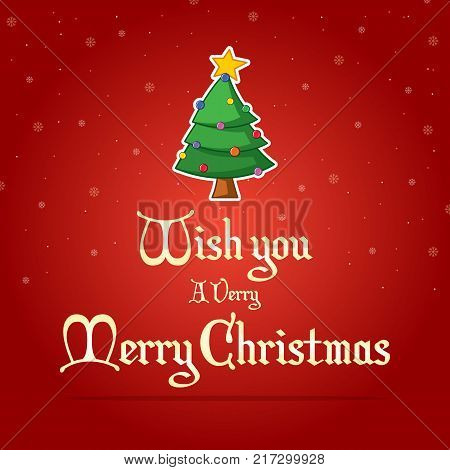 Happy Christmas on red background vector art illustration