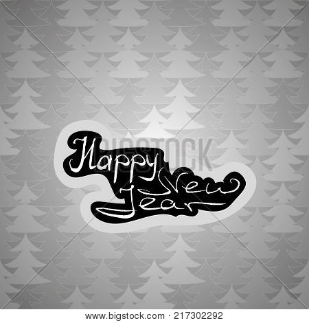 Happy New Year Handwritten lettering. Grunge vector