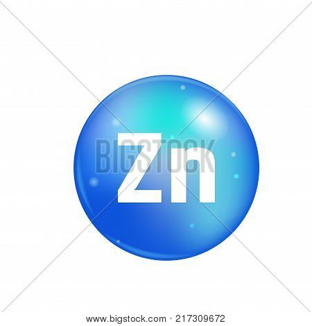 Vitamin Zn pill isolated on white background. icon vector.