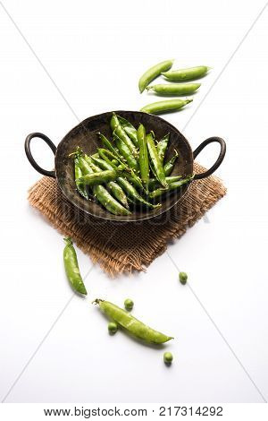 Spicy fried Green Peas pod or chatpata matar falli