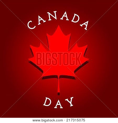 Canada Day - greeteng card with maple leaf. Template for your design. Vector illustration