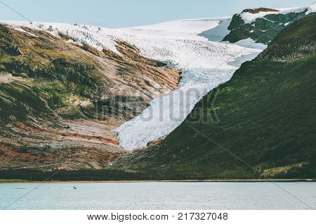 Svartisen glacier Landscape in Norway scandinavian nature landmarks ecology concept