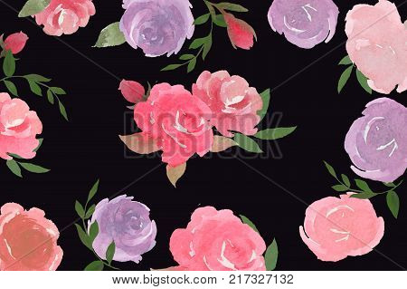 Set of Roses Watercolor. The set consists of three design works. Eighteen elements for your unigue projects