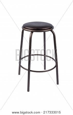 Black metal stool on a white background.