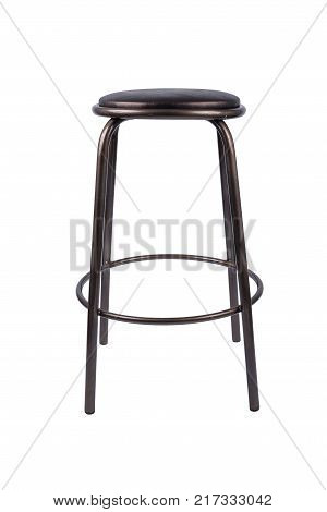 Black metal stool on a white background.