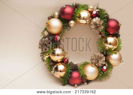 Christmas Wreath from Spruce Fir Branch  