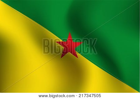 Flag of French Guiana with a little Waving Shading & Flag Colors separated layers - Vector Illustration