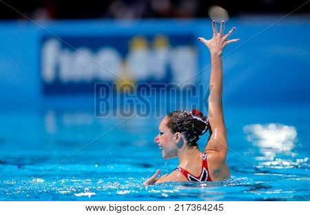 BARCELONA, SPAIN - JULY, 24: Estel Anais Hubaud of France during a Solo Synchronised Swimming event of World Championship BCN2013 on July 24, 2013 in Barcelona Spain