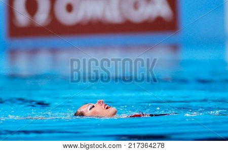 BARCELONA, SPAIN - JULY, 24: Estel Anais Hubaud of France during a Solo Synchronised Swimming event of World Championship BCN2013 on July 24, 2013 in Barcelona Spain