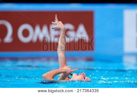 BARCELONA, SPAIN - JULY, 24: Estel Anais Hubaud of France during a Solo Synchronised Swimming event of World Championship BCN2013 on July 24, 2013 in Barcelona Spain