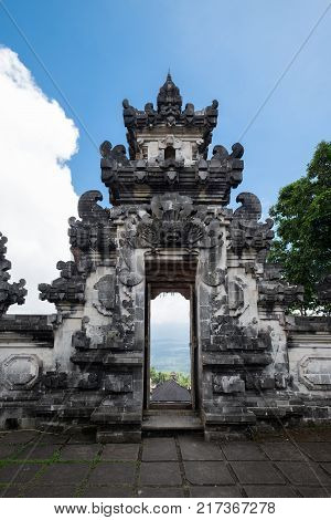 The details of sculpture gate in Pura Penataran Agung Lempuyang in Bali Indonesia